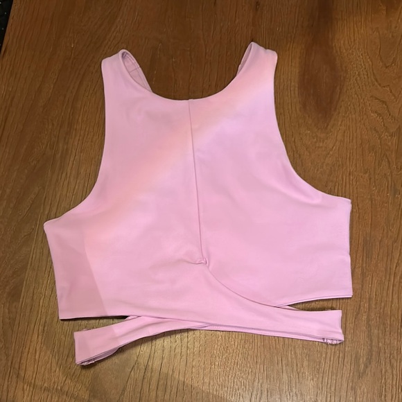 90 Degree By Reflex Tops - 90 Degree By Reflex Pink Crop Tank Top with Cut Out